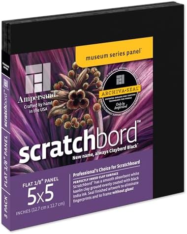 Ampersand Museum Series Scratchbord, 1/8 Inch Depth, 5X5 Inch, Pack of 3 (CBB055)