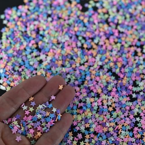 LIKETURE Fake Sprinkles 110g Polymer Clay Sprinkles Fake Candy Sprinkles Faux Sprinkles for Resin Slime Craft Plastic Sprinkles for Nail Art Phone Case DIY Shaker Card Filler (9-Color Stars-110G)