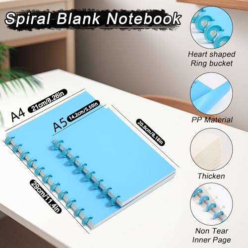 Blank Spiral Notebook For Women Blank Spiral Journal No Lines Blank Pape Notebook Spiral Sketchbook A4 Journal 160 Pages 8.3 × 11.4 Inch Unlined Journaling, Sketch book , Note Taking | Gift Artists for Drawing Office School Home(A4-Pink)