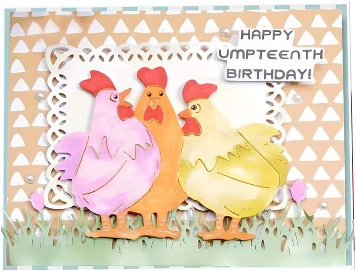 3pcs/Set Chickens Metal Die Cuts Cutting Dies Paper Cards Cutting Dies Cut Stencils for DIY Embossing Card Making Book Tags Decorative Paper Dies Scrapbooking