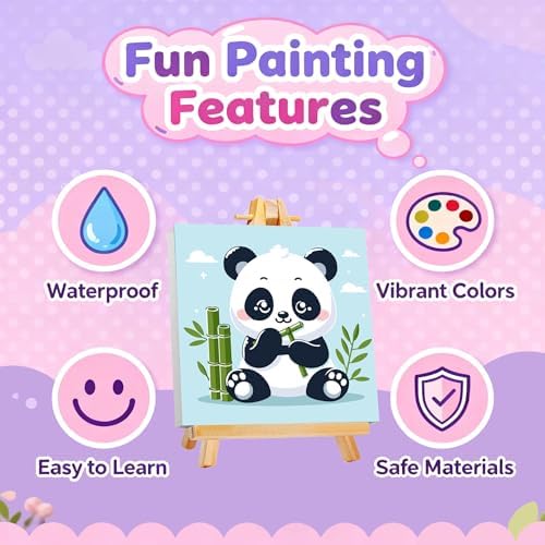 Gemozaic Panda Paint by Numbers Kit for Kids Ages 4-12 with Frame & Easel