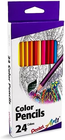 Pentel Arts Colored Pencils, Assorted Colors, Set of 24 (CB8-24)