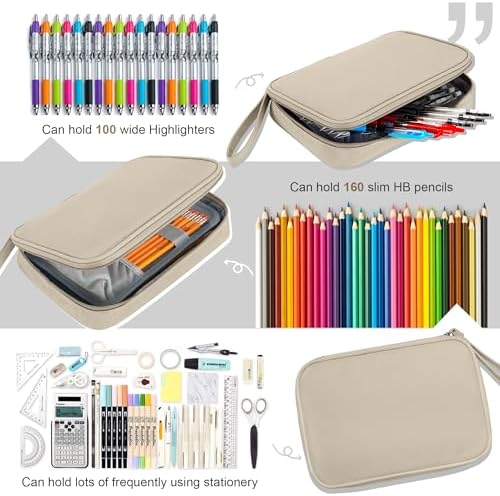 Zannaki Big Capacity Storage Pouch Marker Pen Pencil Case Simple Stationery Bag Box Art Tool & Sketch Storage Boxes for Bullet Journal Middle High School Office College Student Girl Women Adult Teen