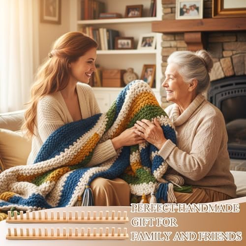 Novabright 67'' Extra Large Chunky Knitting Loom Knitting for Blanket Making 2 in 1 Making Loom for DIY Throw Blankets Adjustable Size Chunky Knit Foldable Weaving Kit for Beginner Yarn Craft