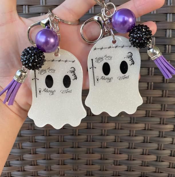 Set of 10 Ghost Keychain,Ghost Acrylic Shape for Halloween, Spooky, Ghost,Craft Blank, DIY Craft, DIY Craft Blank (3'')