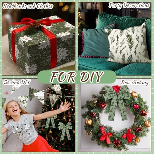 HunnmingRe 20 Pcs 10''x10'' Woodland Green Christmas Quilting Fabric Square
