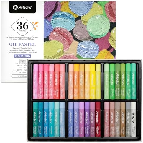 Artecho Macaron Oil Pastels Set of 36 Colors (10 x 70 mm) | Soft Oil Pastels, For Art Painting, Drawing, Blending, For Artists, Beginners, Students, Teachers