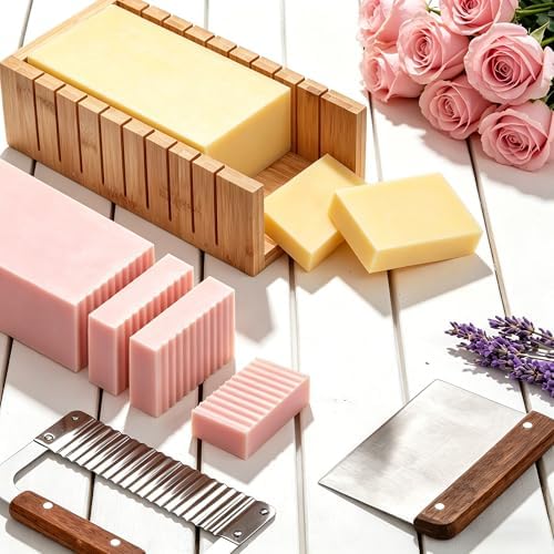 Soap Molds with Bamboo Cutting Box and 2 PCS Silicone and Wood Molds Box