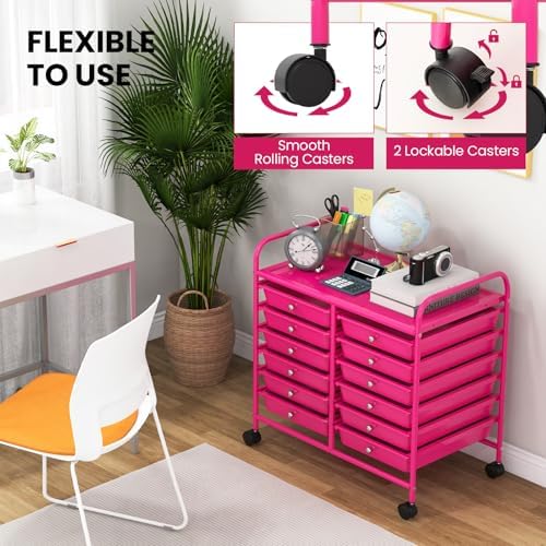 COSTWAY 12-Drawer Rolling Storage Cart, Utility Storage Organizer Cart