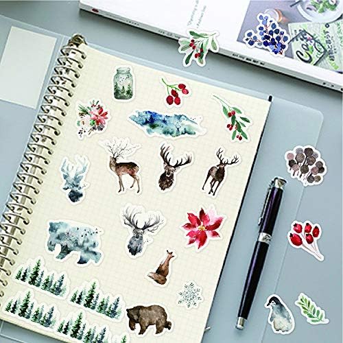 Yoksas 320 Pcs Watercolor Washi Stickers - Forest Nature, Ocean Animals, Sea Beach Aesthetic Stickers for Scrapbooking, Planners, Calendars, Bullet Journal