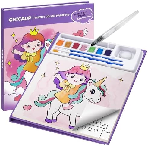 CHICAUP Paint with Water Coloring Books for Kids, Mess Free Watercolor Painting Kit Painting Activity for Kids Ages 3-5 4-8, Arts Crafts Drawing Gift Toy for Boy Girl