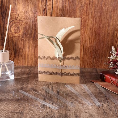 40 PCS Transparent Lace Stickers Scrapbooking, Vintage EPE Lace Stickers with 5 Styles for Card Making Supplies Notebook DIY Craft Photo Frame Journal Laptops Letter, Brown