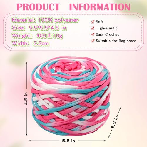800g T-Shirt Yarn, 260 Yards Elastic Fabric Crochet DIY 11