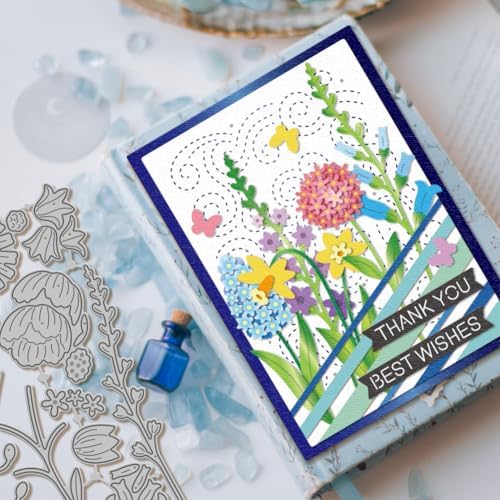 GLOBLELAND Wildflowers Cutting Dies for Card Making Spring Flowers Plants Leaves Cut Die for DIY Scrapbooking Journal Embossing Paper Craft Decor