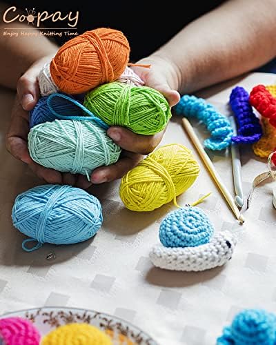 Coopay 18 Colors Crochet Yarn Kit with Hooks, Mini Acrylic Yarn Set
