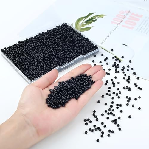ZHIYUXI 3000Pcs 4mm Black Glass Seed Beads for Jewelry Making