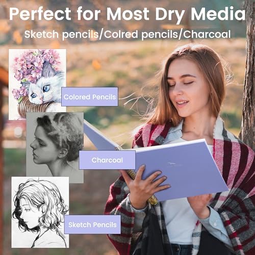 FLYING EAGLE Hardcover Sketchbook for Drawing 8.5 x 11 Spiral Sketch Book for Adults Women Kids with 100gsm 68lb 120 Sheets Premium Paper Sketch Pad for Drawing Books Notebook Art Supplies, Purple | 120 Sheets, 100gsm 68lb, Purple Large Spiral Bound Sk...