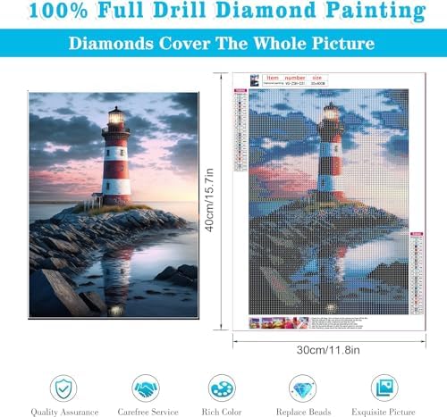 VeGuude Diamond Art Kit for Adult Beach and Lighthouse Diamond Painting Kit