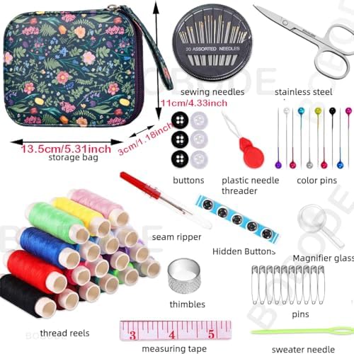 Bobode Travel Floral Basic Sewing Kit for Adults