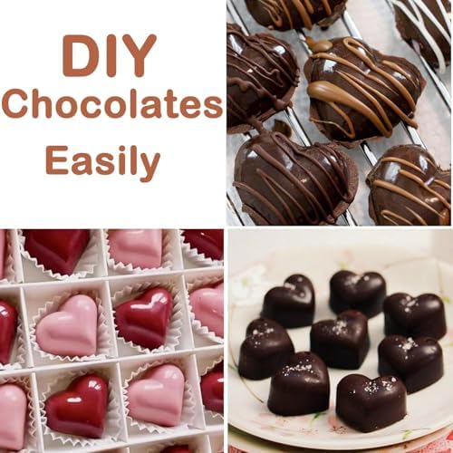 2 Pack 3D Heart Silicone Chocolate Molds Food Grade Non-Stick Easy Release for Candy Jelly Ice Cube Soap Making Perfect for Valentine's Day Wedding Party Gifts
