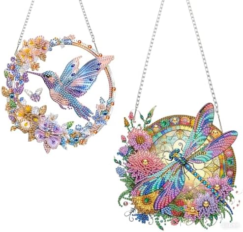 AIBOERL 2 Pack Diamond Art Kits for Adults, Bird Acrylic Hanging Suncatcher
