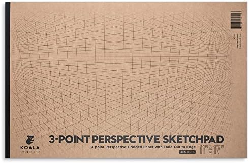 Koala Tools | Drawing Perspective (1 and 2-Point) Large Sketch Pad (3 Point - 11 x 17)