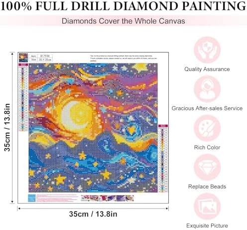 Yezavesu Starry Night Diamond Art Kits for Adults Beginners 14x14 Inch | Starry Sky Diamond Painting, DIY 5D Full Round Drill Gem Art, Stress Relief Craft Kits, Home Wall Decor Gift