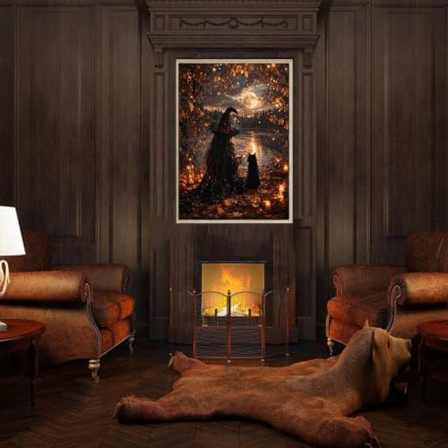 SUJINMEI Witch Paint by Numbers Kit for Adults Without Frame 16X20 inch | Halloween Adult Paint by Number Kits on Canvas, Witch Painting by Numbers for Adults, Acrylic Paints for Home Wall Decor