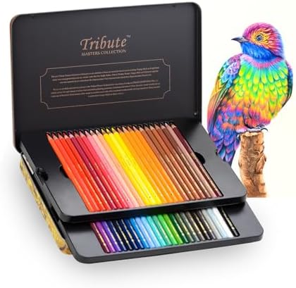 48 Colored Pencils Set for Adults Coloring, Professional Oil Based Art Pencils with 4.0mm Thick Soft Core up to 10 layers of blending, Artist Drawing Pencils in Masterpiece Gift Box