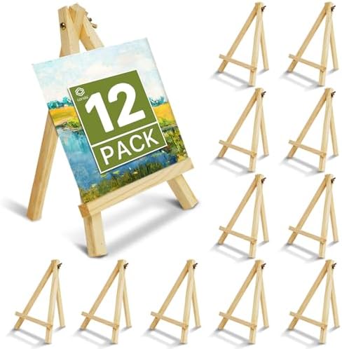 Conda 12 Pack 9 Inch Mini Wooden Display Easels, A-Shaped Mini Easel Stand for Small Painting, Painting Party Easel for DIY Crafts, Photos, Gift, Decoration