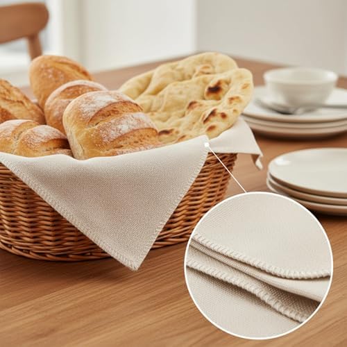 Flour Sack Towels for Bread Dough Proofing – Unbleached, Thick Organic Cotton Baking Cloth for Baguettes, Ciabatta, Pastry – Reusable, 28"x28", 3-Pack