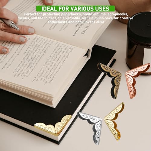 Metal Book Corner Protectors, 80-Pack Vintage Iron Covers & Albums