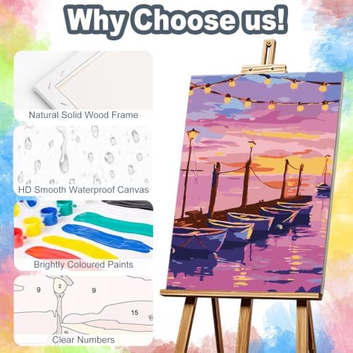 Kalonyth Boat Framed Paint by Numbers Kit for Adults Beginner 8x12 inch