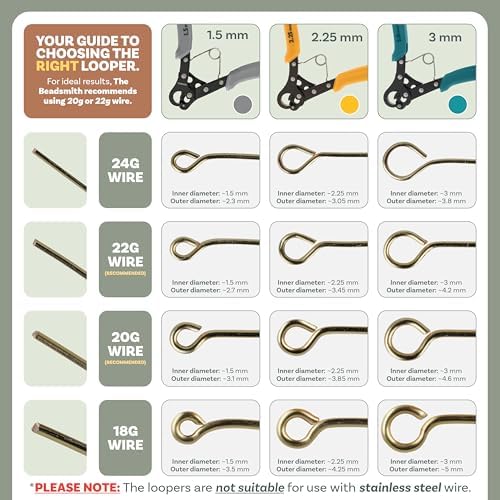 The Beadsmith Original One Step Loopers | 3-Piece Combo Pack, includes 1.5 mm, 2.25 mm & 3 mm Looper Pliers, Use With 24-18g Craft Wire (Patented)