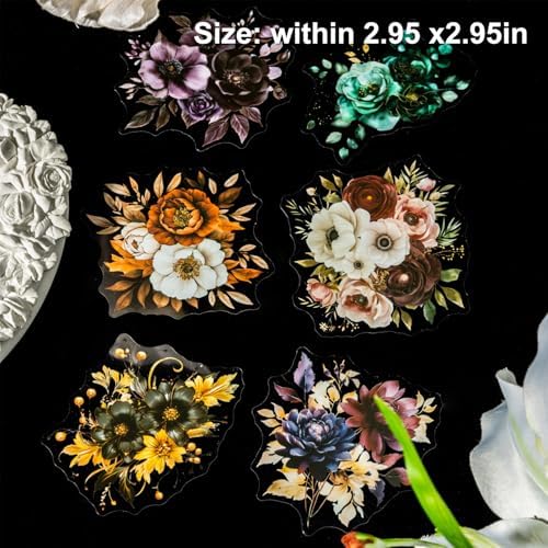 120 Pcs Gothic Floral Stickers for Scrapbooking and Journaling