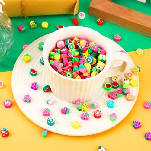300Pcs Fruit Polymer Clay Beads for Jewelry Making