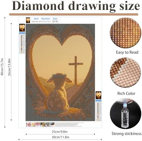 Religious Diamond Painting Kits for Adults – Lamb with Crown of Thorns and Cross, 5D DIY Full Drill Round Gem Painting by Numbers, Diamond Art Kit for Beginners, Home Wall Decor Gift, 12x16 Inch