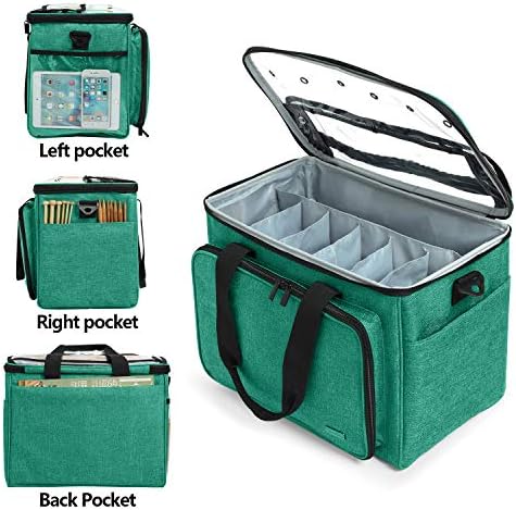Teamoy Knitting Bag, Yarn Storage Organizer Crochet Bag Tote, Green