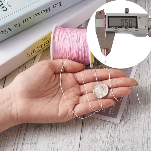 Elecrelive 150Yard Pink Braided Nylon Crafting Thread 0.5mm Beading String