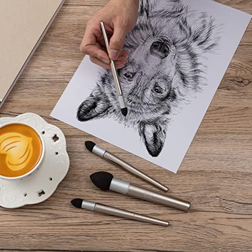 Teling 6 Pcs Artist Blending Sponge Pen Reusable Sketch Rubbing Sponge Brush Washable Drawing Correction Sketch Tool for Artist Student Charcoal Powder Drawing Correcting Smudge Smear, 3 Size