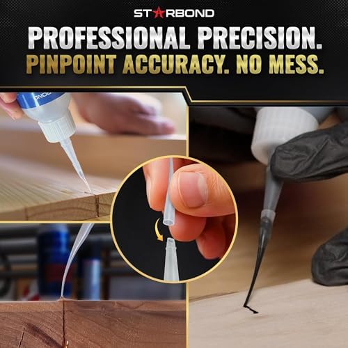Starbond Medium Super Glue Pro Kit (2 oz) – Strong, Fast, All-Purpose CA Glue (Cyanoacrylate Adhesive) – with Anti-Clog Cap, Precision Tips & Extra Nozzles for Woodworking, Quick Fixes & Hobby Models