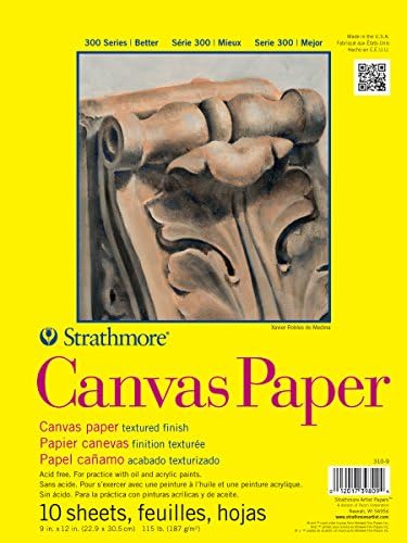 Strathmore 300 Series Glue Bound Canvas Paper Pad, 115 lb. Canvas Texture, 9 X 12 inches, White, 10 Sheets (310-9)