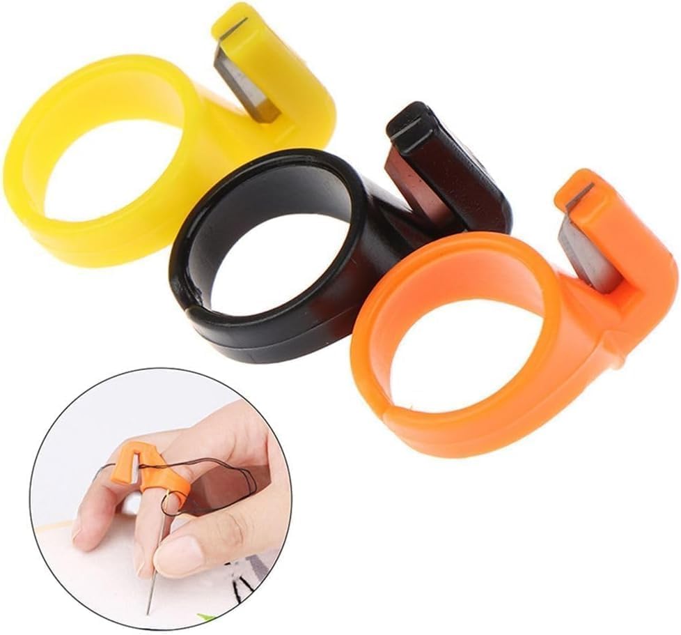 3PCS Plastic Thimble Set, Sewing Ring, Thread Cutter, Finger Blade, Needle Craft Yarn Cutting Tool, DIY Household Sewing Machine Accessories Sewing Tools