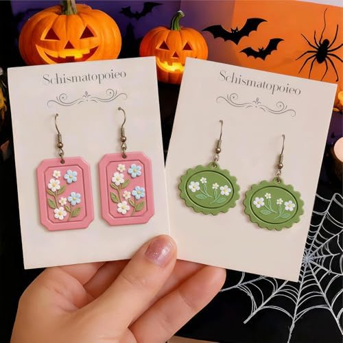 9 Pack Halloween Polymer Clay Cutters - Pumpkin/Mushroom/Flower/Oval Rectangle Geometry/Dragon, Ideal Polymer Clay Molds & Polymer Clay Earring Cutters for Christmas Jewelry Making