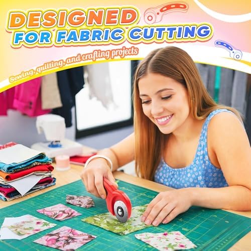 DIYSELF Rolling Cutter for Fabric 45mm, 5 Extra Blades, Safety Lock Cutter