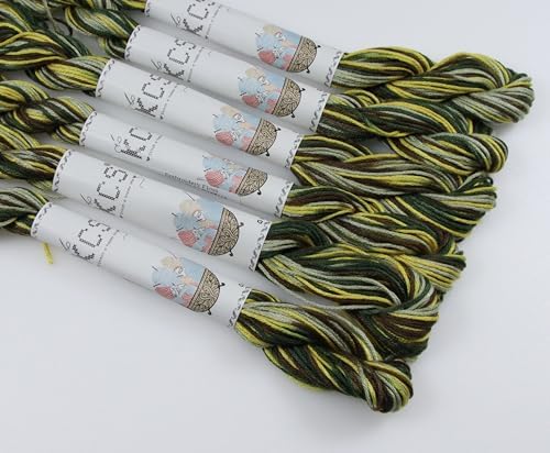 KCS Big skeins of 25 Meters Size 25 Color Variegated Cross Stitch Stranded Threads,6 skeins,4521