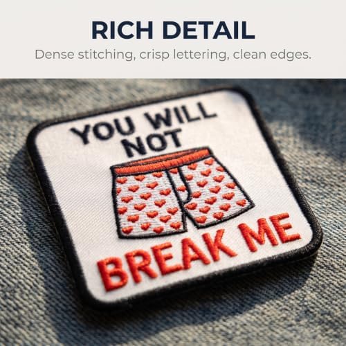 You Will Not Break Me Sew-On/Iron-On Embroidery Patches - Funny Morale Patch - Funny Patches for Backpacks, Gift, DIY Applique Accessories, Trucker Hats, Clothes Size 3 Inches