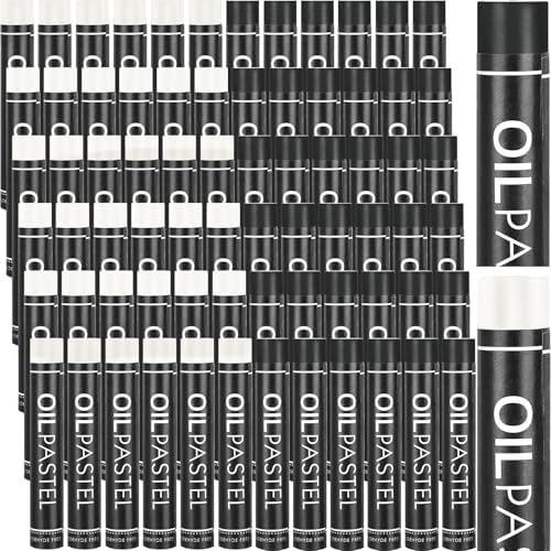 Nezyo 72 Pieces Black and White Soft Oil Pastels Bulk Artists Oil Crayons