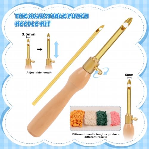 Punch Needle Kit Adults Beginner, Adjustable Punch Needle Tool