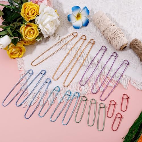 18 Pcs Knitting Stitch Holders, Yarn Stitch Holder Stitch Holders for Knitting Cable Needles Colorful Aluminum Crochet Stitch Holders Markers for Sewing Crocheting Supplies Tools Accessories